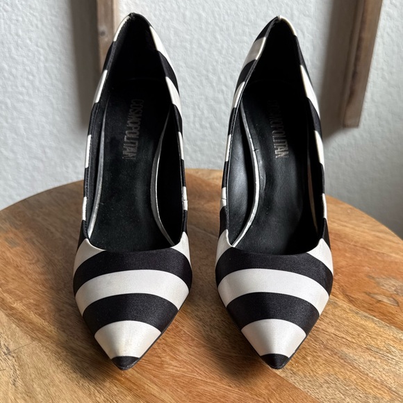Cosmopolitan Black & White Striped Stiletto Heels Sz: 7 - Picture 5 of 12